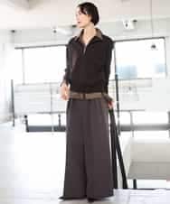 FMLAG02260 MICHEL KLEIN(ミッシェルクラン) 微起毛ワイドパンツ ダークキャメル