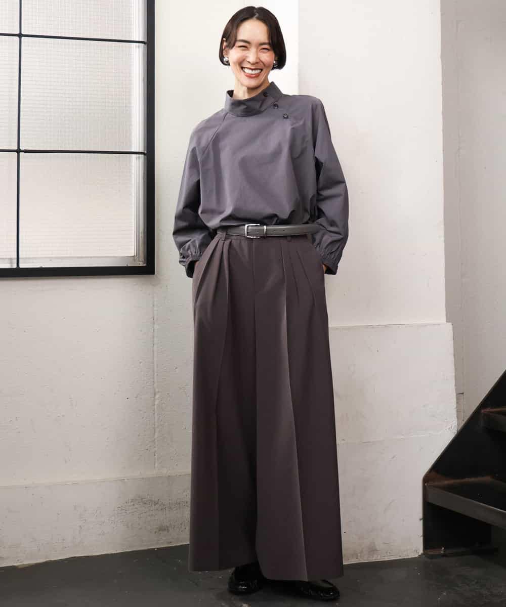 FMLAG02260 MICHEL KLEIN(ミッシェルクラン) 微起毛ワイドパンツ ダークキャメル