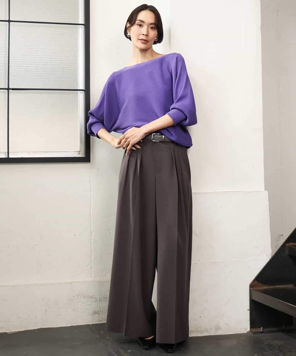 FMLAG02260 MICHEL KLEIN(ミッシェルクラン) 微起毛ワイドパンツ ダークキャメル