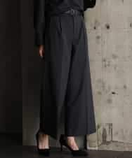FMLAG21260 MICHEL KLEIN(ミッシェルクラン) [セットアップ対応]ラメストライプワイドパンツ ネイビー