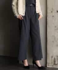 FMLAG21260 MICHEL KLEIN(ミッシェルクラン) [セットアップ対応]ラメストライプワイドパンツ ネイビー