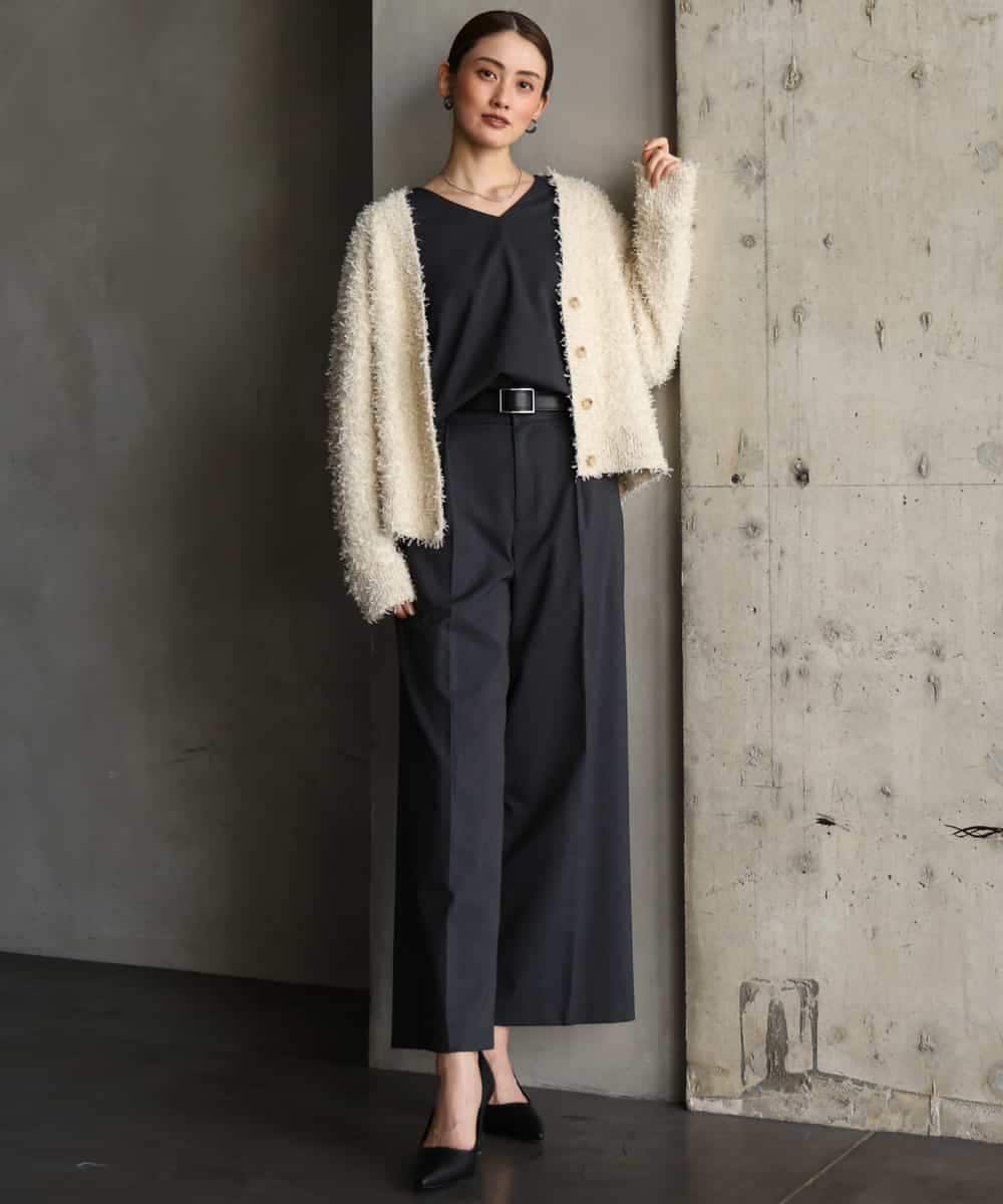 FMLAG21260 MICHEL KLEIN(ミッシェルクラン) [セットアップ対応]ラメストライプワイドパンツ ネイビー