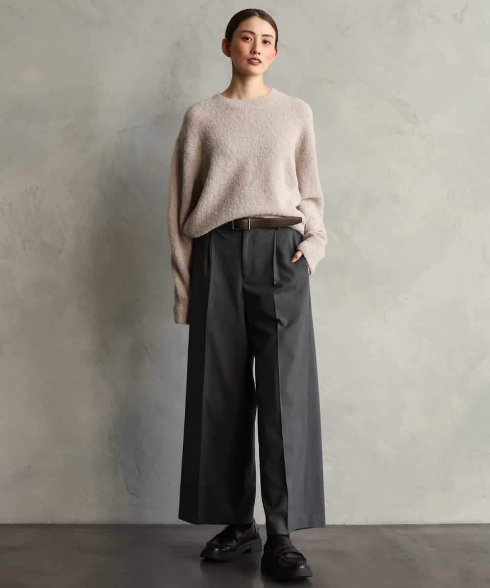 FMLAG21260 MICHEL KLEIN(ミッシェルクラン) [セットアップ対応]ラメストライプワイドパンツ ネイビー