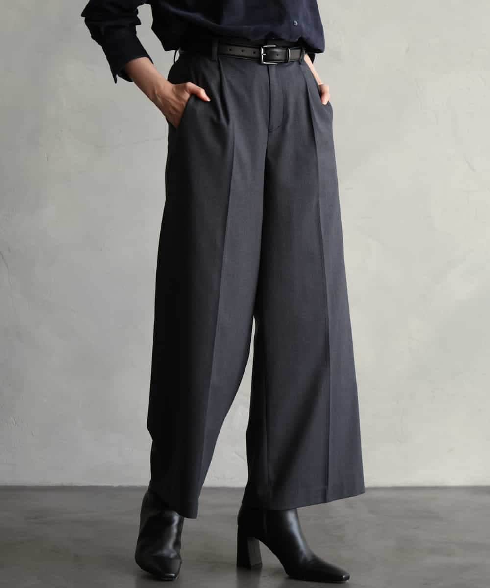 FMLAG21260 MICHEL KLEIN(ミッシェルクラン) [セットアップ対応]ラメストライプワイドパンツ ネイビー