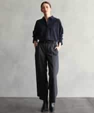 FMLAG21260 MICHEL KLEIN(ミッシェルクラン) [セットアップ対応]ラメストライプワイドパンツ ネイビー