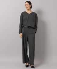 FMLAG21260 MICHEL KLEIN(ミッシェルクラン) [セットアップ対応]ラメストライプワイドパンツ ネイビー