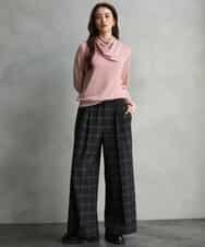 FMLAG41260 MICHEL KLEIN(ミッシェルクラン) ラメチェックワイドパンツ ダークグレー