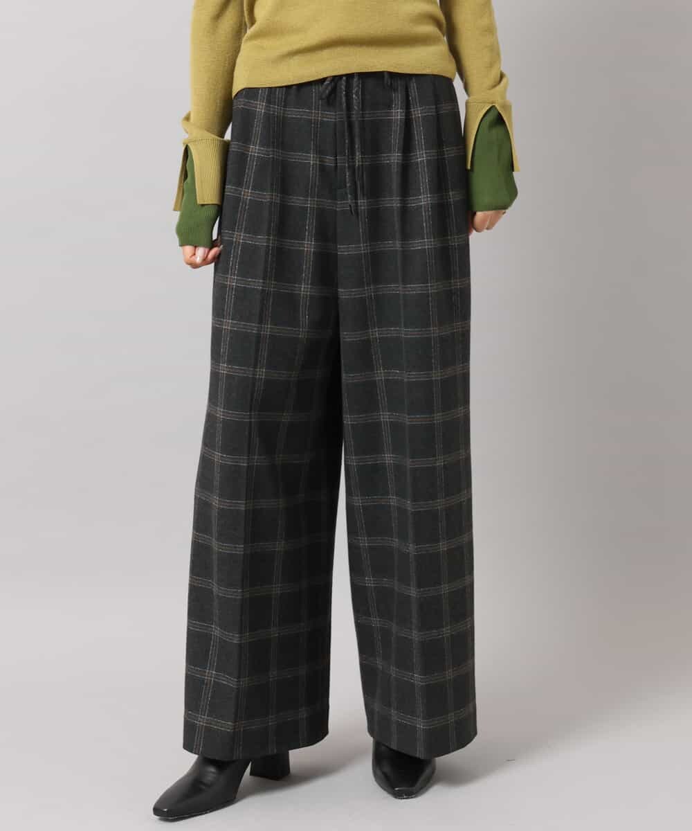 FMLAG41260 MICHEL KLEIN(ミッシェルクラン) ラメチェックワイドパンツ ダークグレー