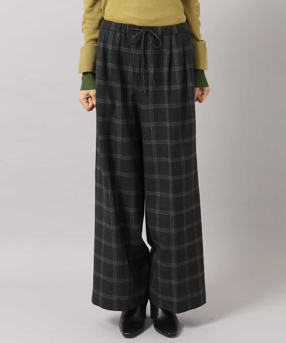 FMLAG41260 MICHEL KLEIN(ミッシェルクラン) ラメチェックワイドパンツ ダークグレー