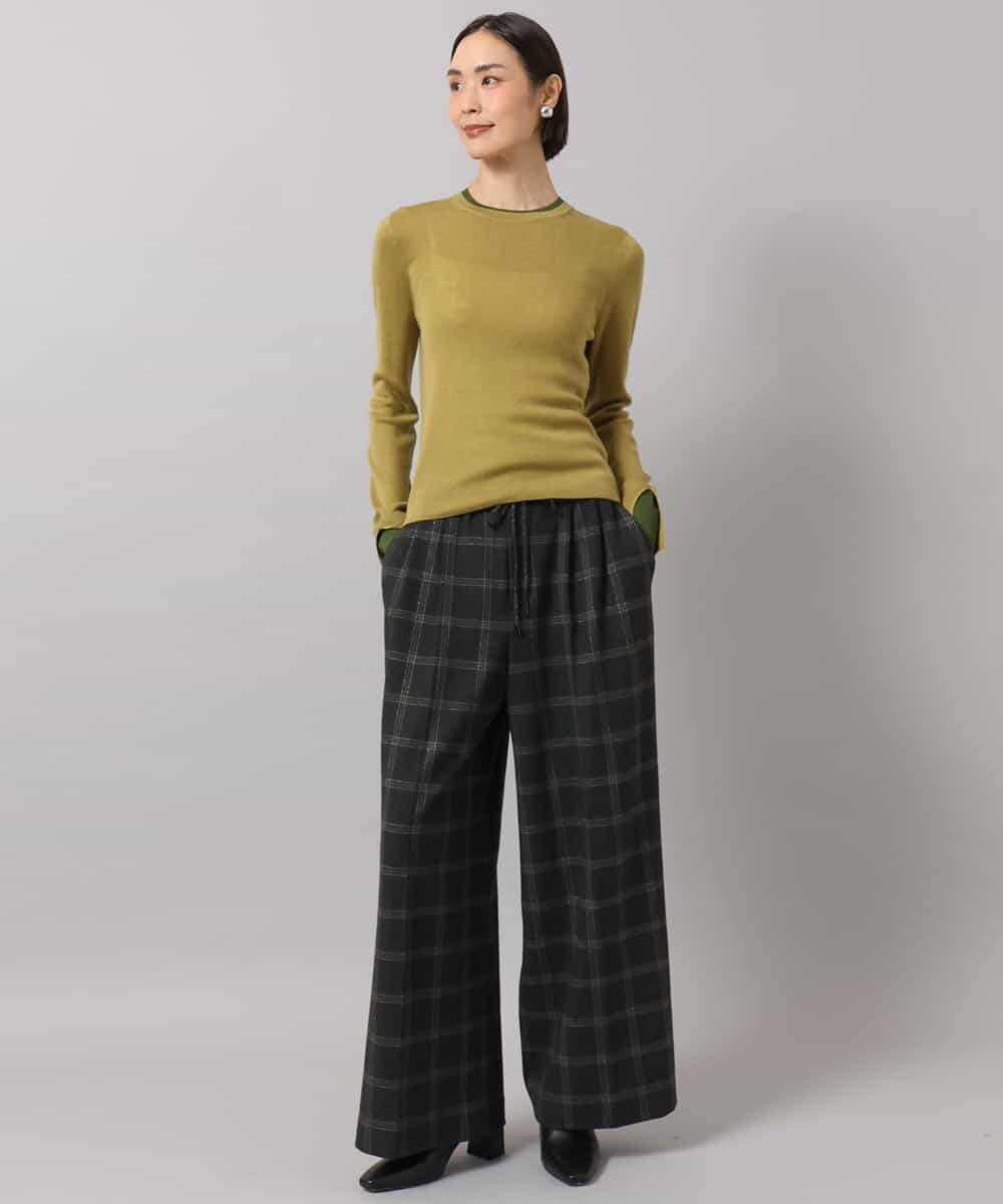 FMLAG41260 MICHEL KLEIN(ミッシェルクラン) ラメチェックワイドパンツ ダークグレー