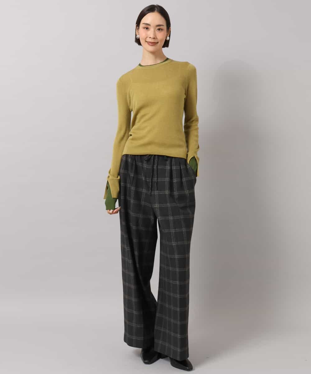 FMLAG41260 MICHEL KLEIN(ミッシェルクラン) ラメチェックワイドパンツ ダークグレー