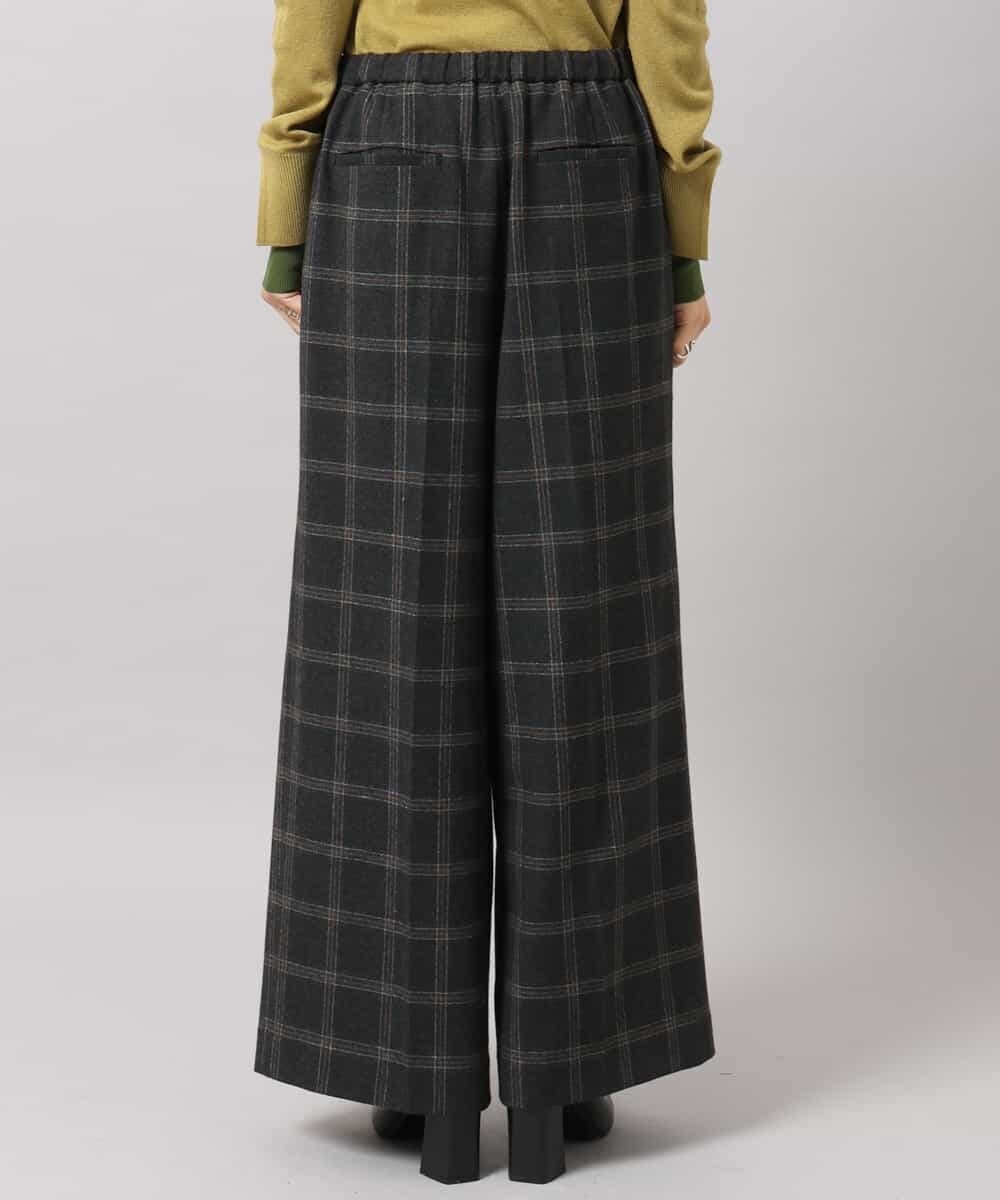 FMLAG41260 MICHEL KLEIN(ミッシェルクラン) ラメチェックワイドパンツ ダークグレー