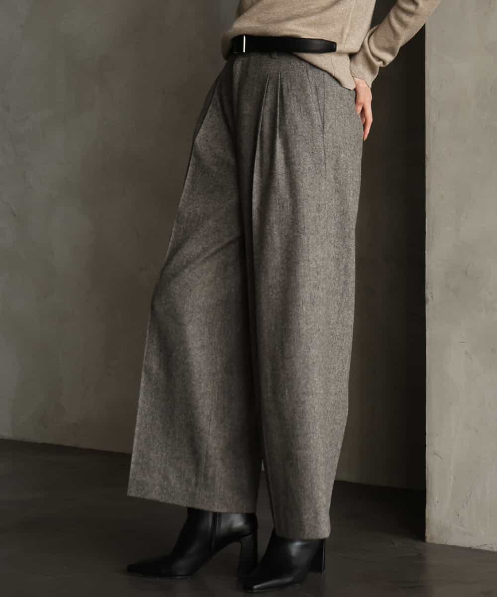 FMLAG42280 MICHEL KLEIN(ミッシェルクラン) ウール混ツイードワイドパンツ ダークグレー