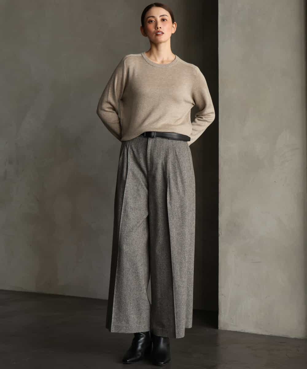 FMLAG42280 MICHEL KLEIN(ミッシェルクラン) ウール混ツイードワイドパンツ ダークグレー