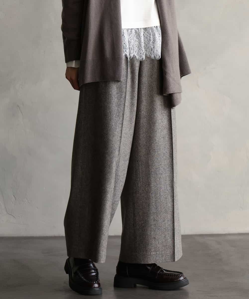 FMLAG42280 MICHEL KLEIN(ミッシェルクラン) ウール混ツイードワイドパンツ ダークグレー