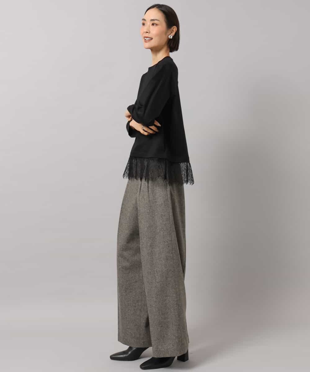 FMLAG42280 MICHEL KLEIN(ミッシェルクラン) ウール混ツイードワイドパンツ ダークグレー