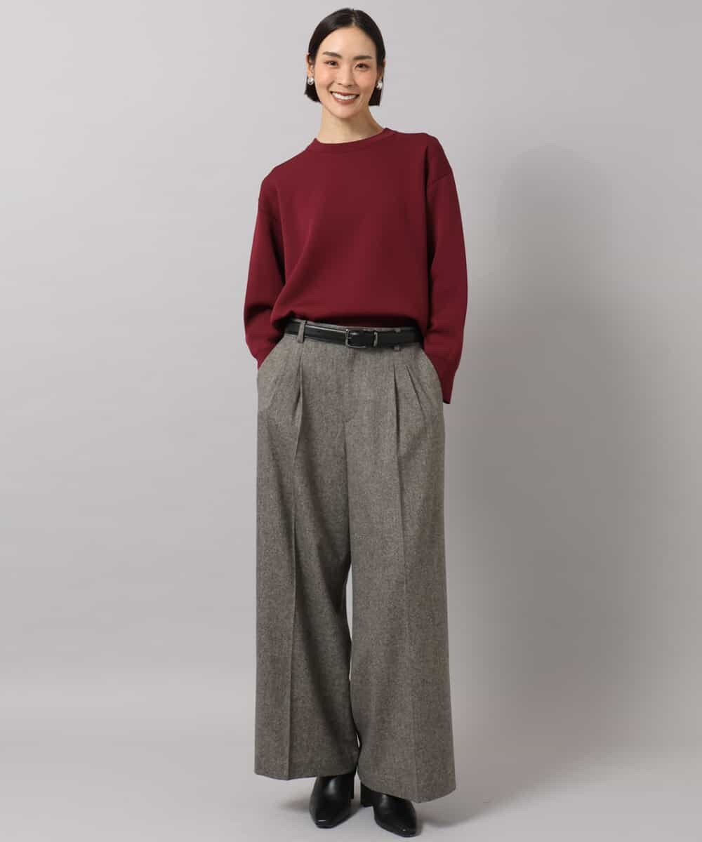 FMLAG42280 MICHEL KLEIN(ミッシェルクラン) ウール混ツイードワイドパンツ ダークグレー