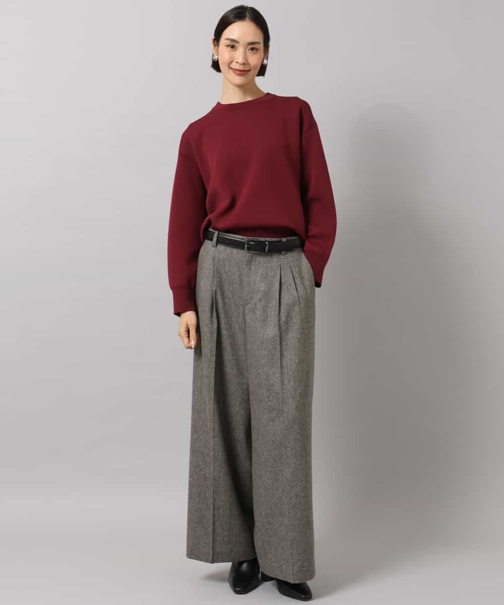 FMLAG42280 MICHEL KLEIN(ミッシェルクラン) ウール混ツイードワイドパンツ ダークグレー