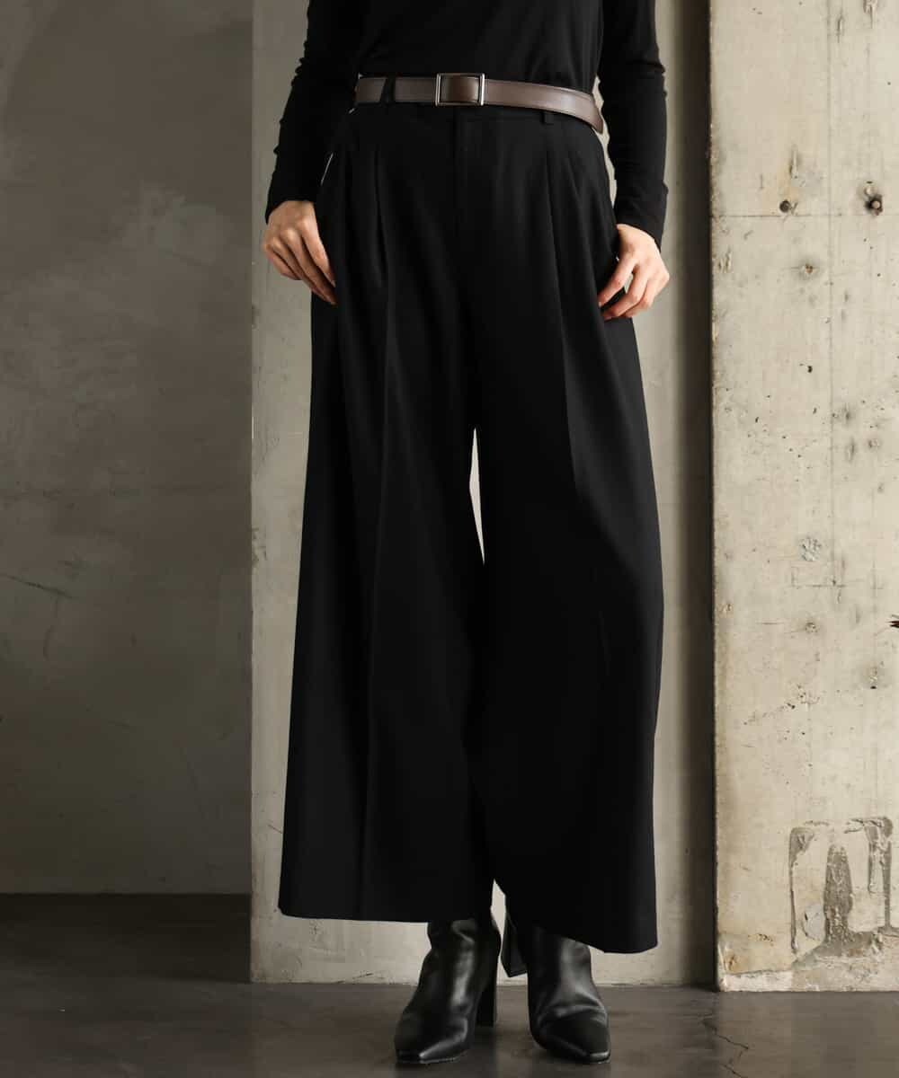 FMLAG42280 MICHEL KLEIN(ミッシェルクラン) ウール混ツイードワイドパンツ ブラック