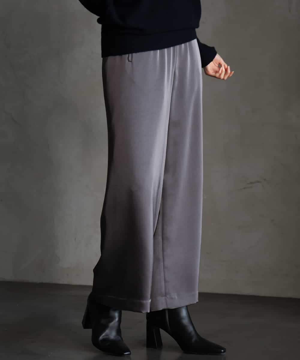 FMLAG52250 MICHEL KLEIN(ミッシェルクラン) サテンワイドパンツ グレー