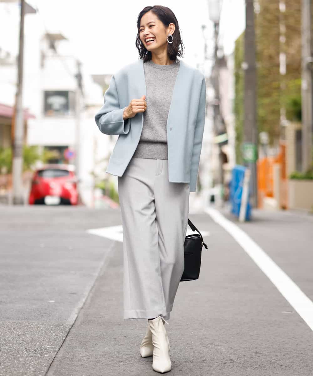 機能性素材 洗える 裏起毛ワイドクロップドパンツ ガウチョ ワイドパンツ Michel Klein ミッシェルクラン イトキンオンラインストア