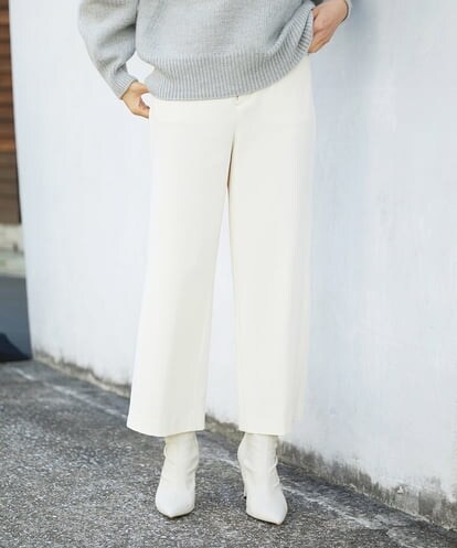 FMLAS35180 MICHEL KLEIN [定番人気]裏起毛ワイドクロップドパンツ（機能素材）