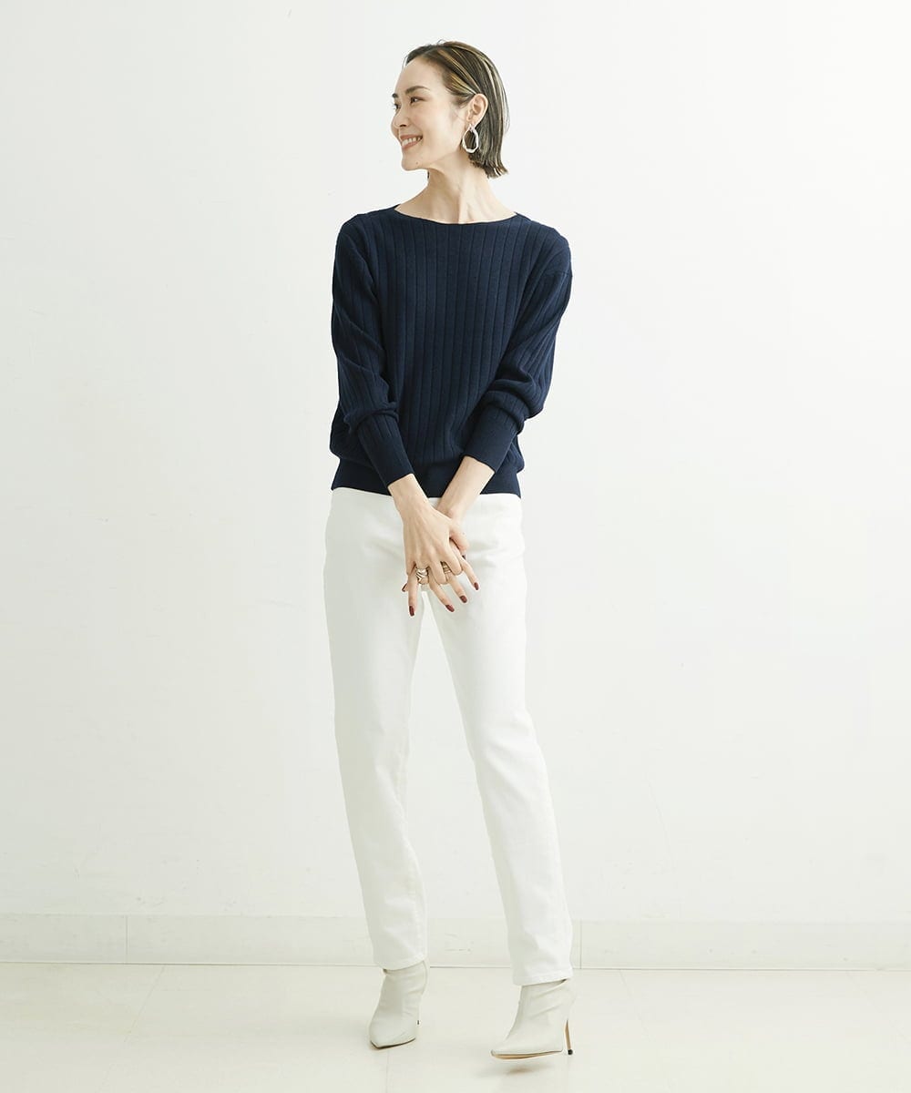 FMLAT43230 MICHEL KLEIN(ミッシェルクラン) [4サイズ展開]裏起毛ストレッチデニム（ホワイト） ホワイト(90)