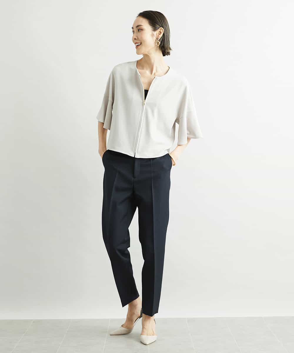 FMLAV09200 MICHEL KLEIN(ミッシェルクラン) ストレッチテーパードパンツ(裏地なし) ブラック(94)