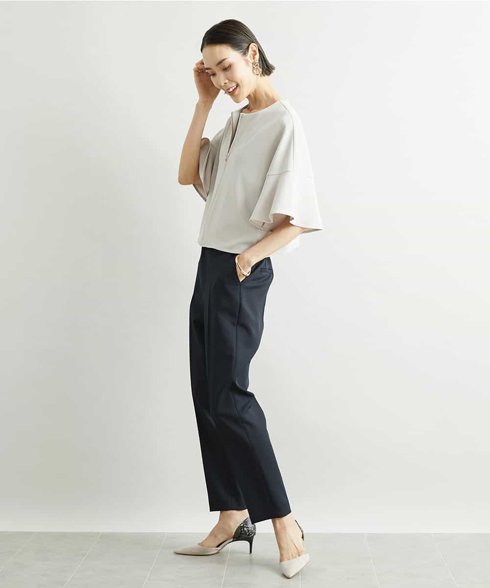 FMLAV09200 MICHEL KLEIN(ミッシェルクラン) ストレッチテーパードパンツ(裏地なし) ブラック(94)