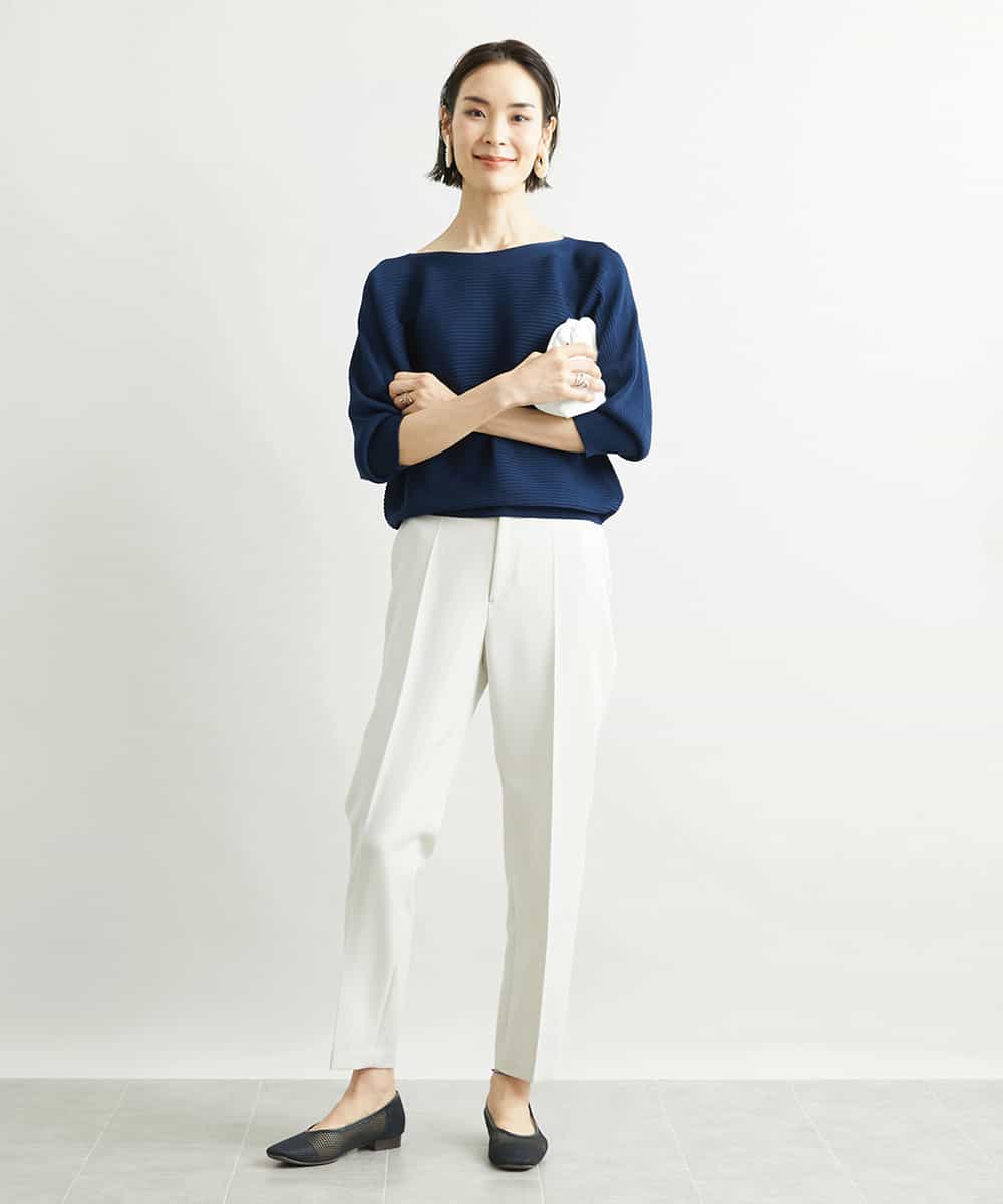 FMLAV09200 MICHEL KLEIN(ミッシェルクラン) ストレッチテーパードパンツ(裏地なし) ブラック(94)