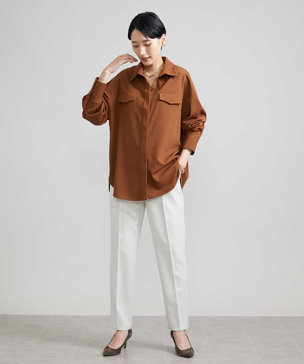 FMLAV09200 MICHEL KLEIN(ミッシェルクラン) ストレッチテーパードパンツ(裏地なし) ブラック(94)