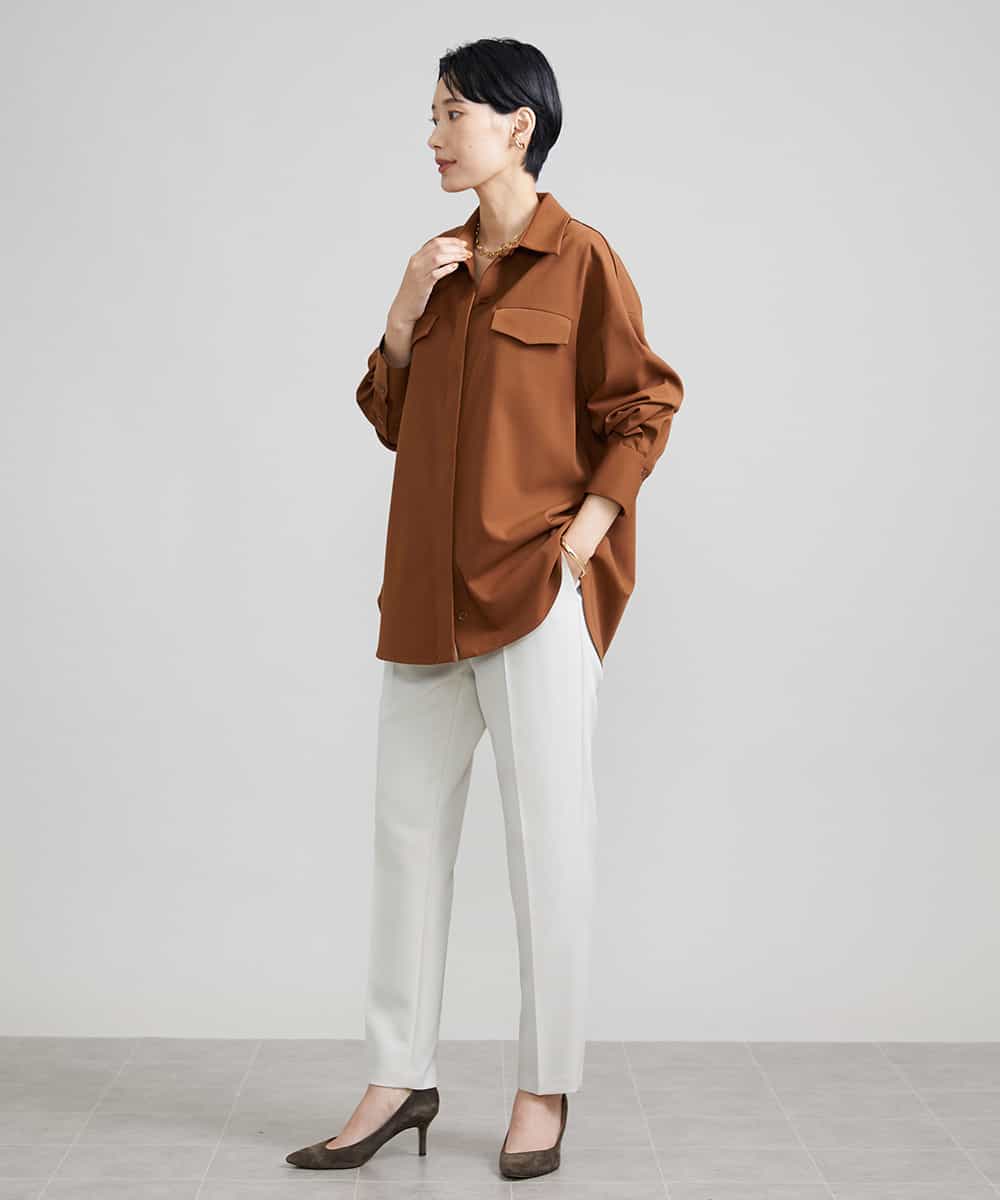 FMLAV09200 MICHEL KLEIN(ミッシェルクラン) ストレッチテーパードパンツ(裏地なし) ブラック(94)