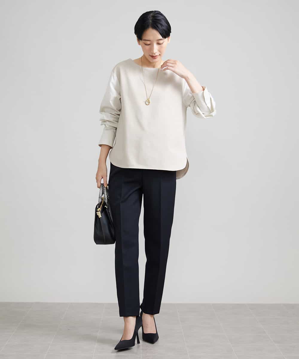 FMLAV09200 MICHEL KLEIN(ミッシェルクラン) ストレッチテーパードパンツ(裏地なし) ブラック(94)