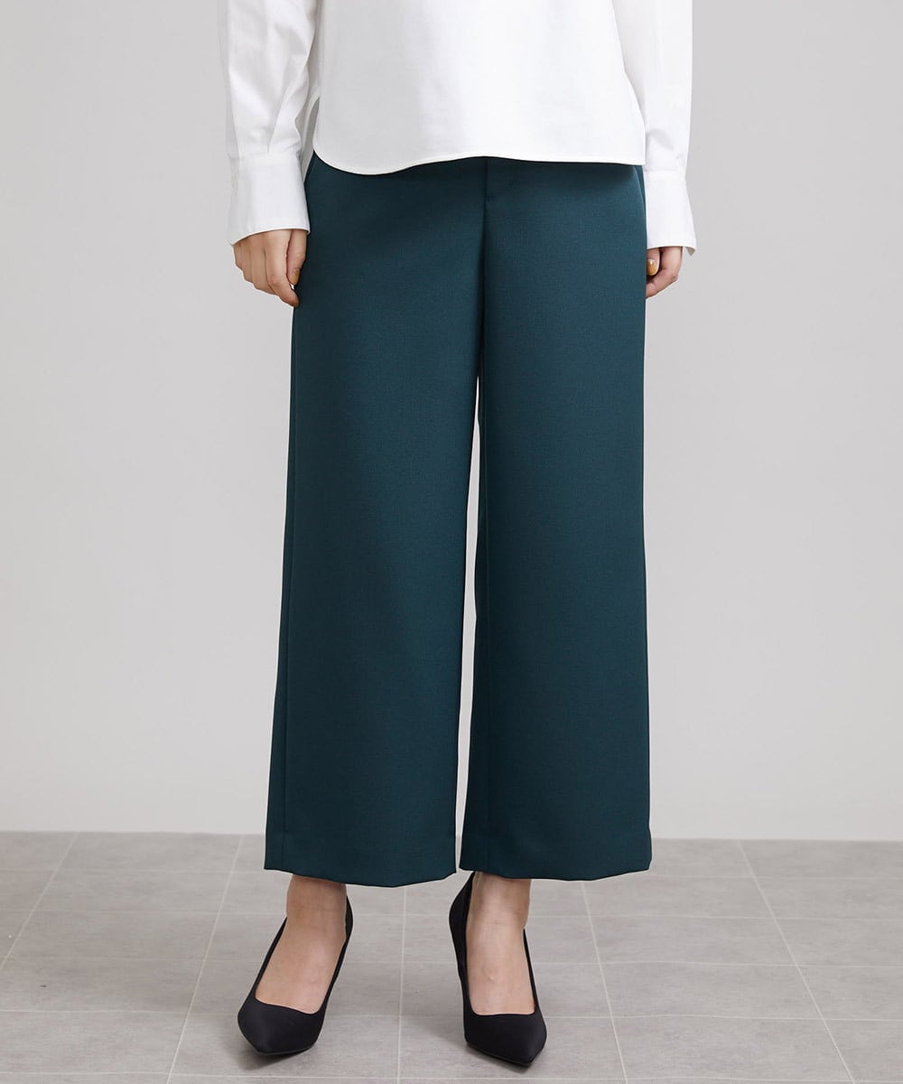 FMLAV10180 MICHEL KLEIN(ミッシェルクラン) [新色追加]ストレッチワイドパンツ(裏地なし/長め) グリーン(35)