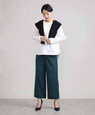 FMLAV10180 MICHEL KLEIN(ミッシェルクラン) [新色追加]ストレッチワイドパンツ(裏地なし/長め) ブラック(94)