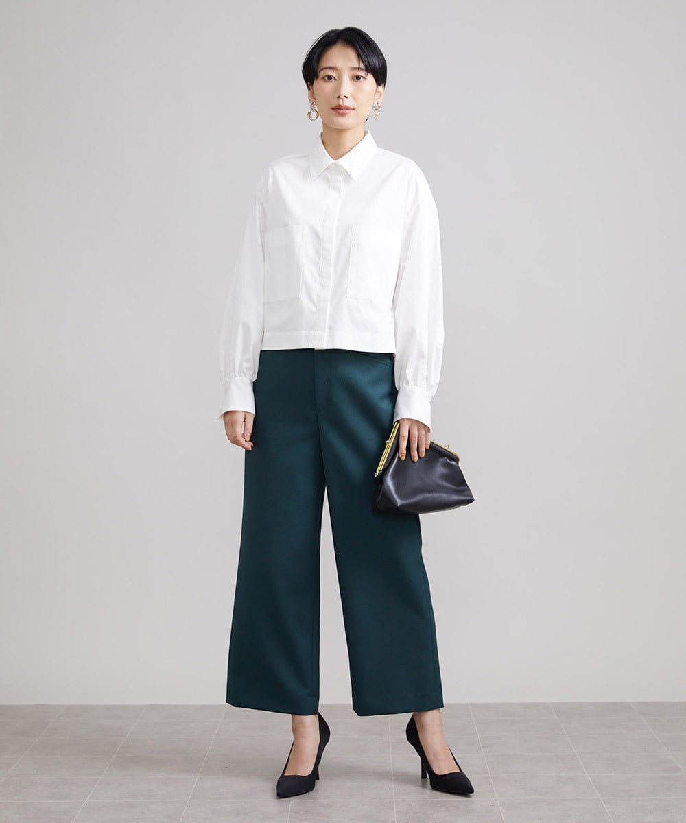 FMLAV10180 MICHEL KLEIN(ミッシェルクラン) [新色追加]ストレッチワイドパンツ(裏地なし/長め) ブラック(94)