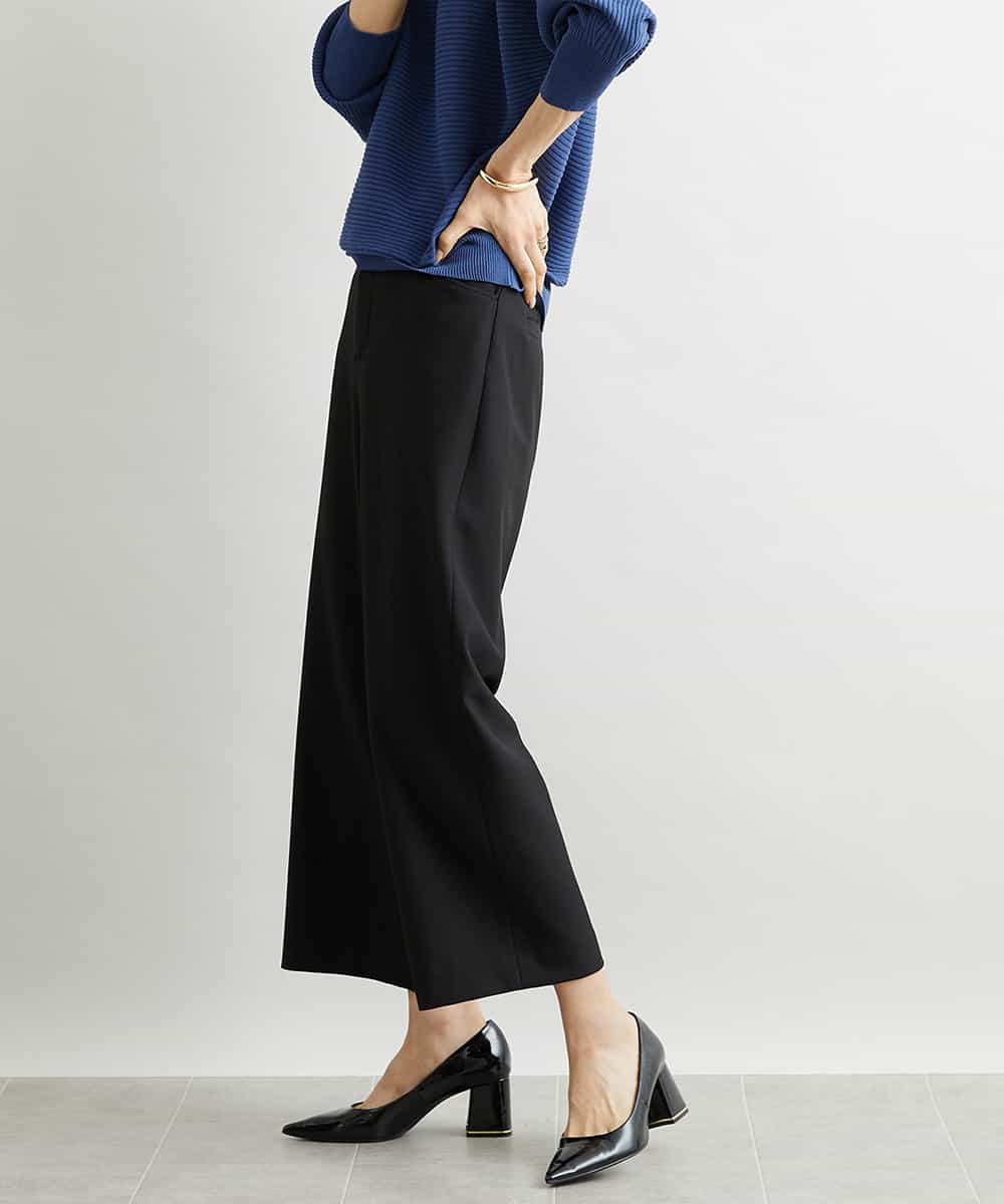 FMLAV10180 MICHEL KLEIN(ミッシェルクラン) [新色追加]ストレッチワイドパンツ(裏地なし/長め) ブラック(94)