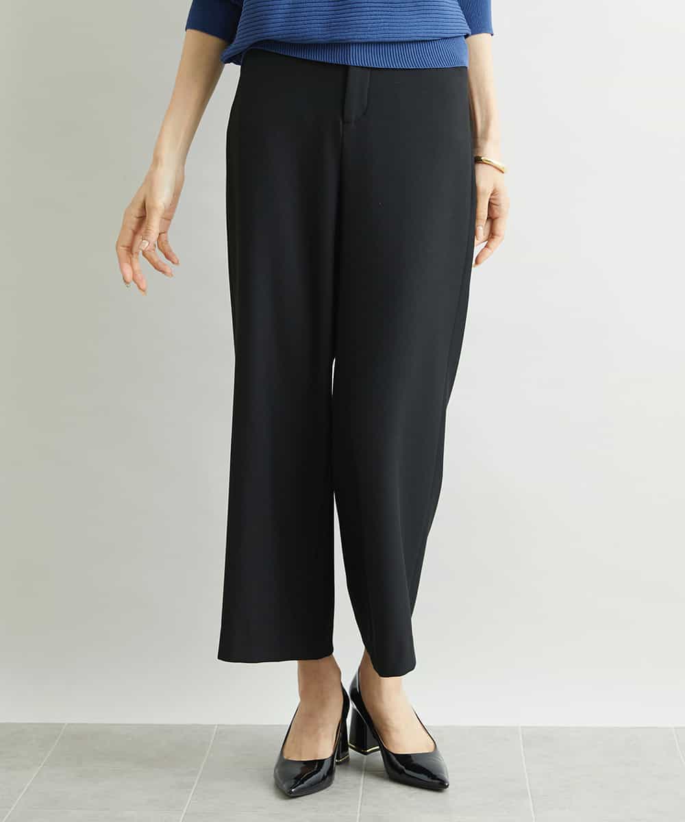 FMLAV10180 MICHEL KLEIN(ミッシェルクラン) [新色追加]ストレッチワイドパンツ(裏地なし/長め) ブラック(94)