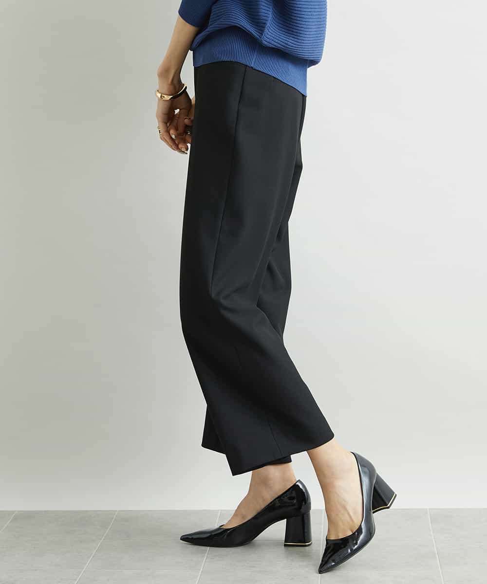 FMLAV10180 MICHEL KLEIN(ミッシェルクラン) [新色追加]ストレッチワイドパンツ(裏地なし/長め) ブラック(94)