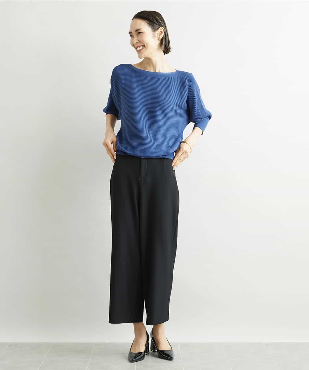 FMLAV10180 MICHEL KLEIN(ミッシェルクラン) [新色追加]ストレッチワイドパンツ(裏地なし/長め) ブラック(94)
