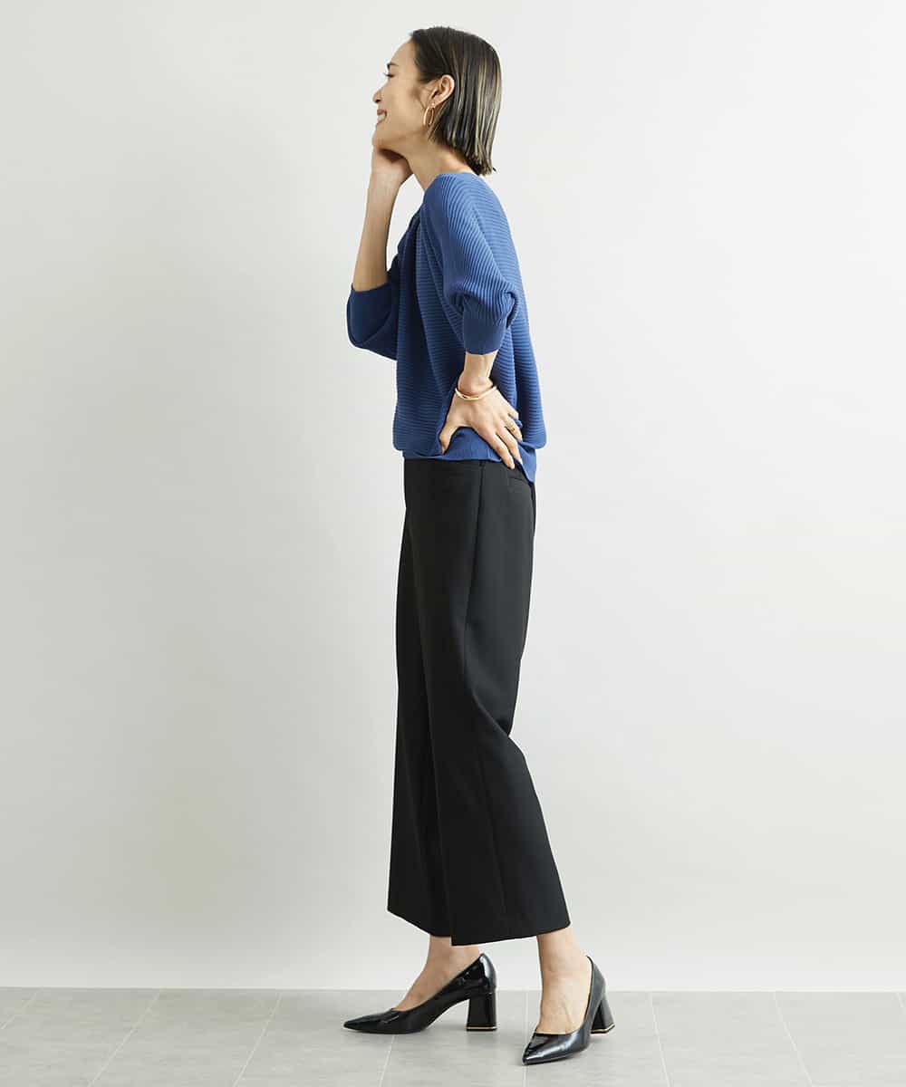 FMLAV10180 MICHEL KLEIN(ミッシェルクラン) [新色追加]ストレッチワイドパンツ(裏地なし/長め) ブラック(94)
