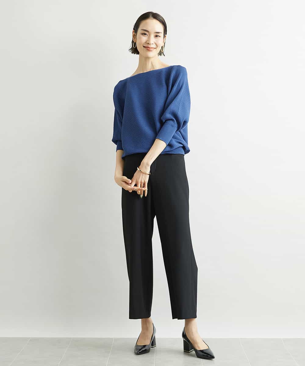FMLAV10180 MICHEL KLEIN(ミッシェルクラン) [新色追加]ストレッチワイドパンツ(裏地なし/長め) ブラック(94)