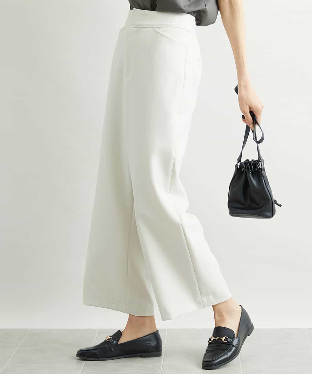 FMLAV10180 MICHEL KLEIN(ミッシェルクラン) [新色追加]ストレッチワイドパンツ(裏地なし/長め) ブラック(94)