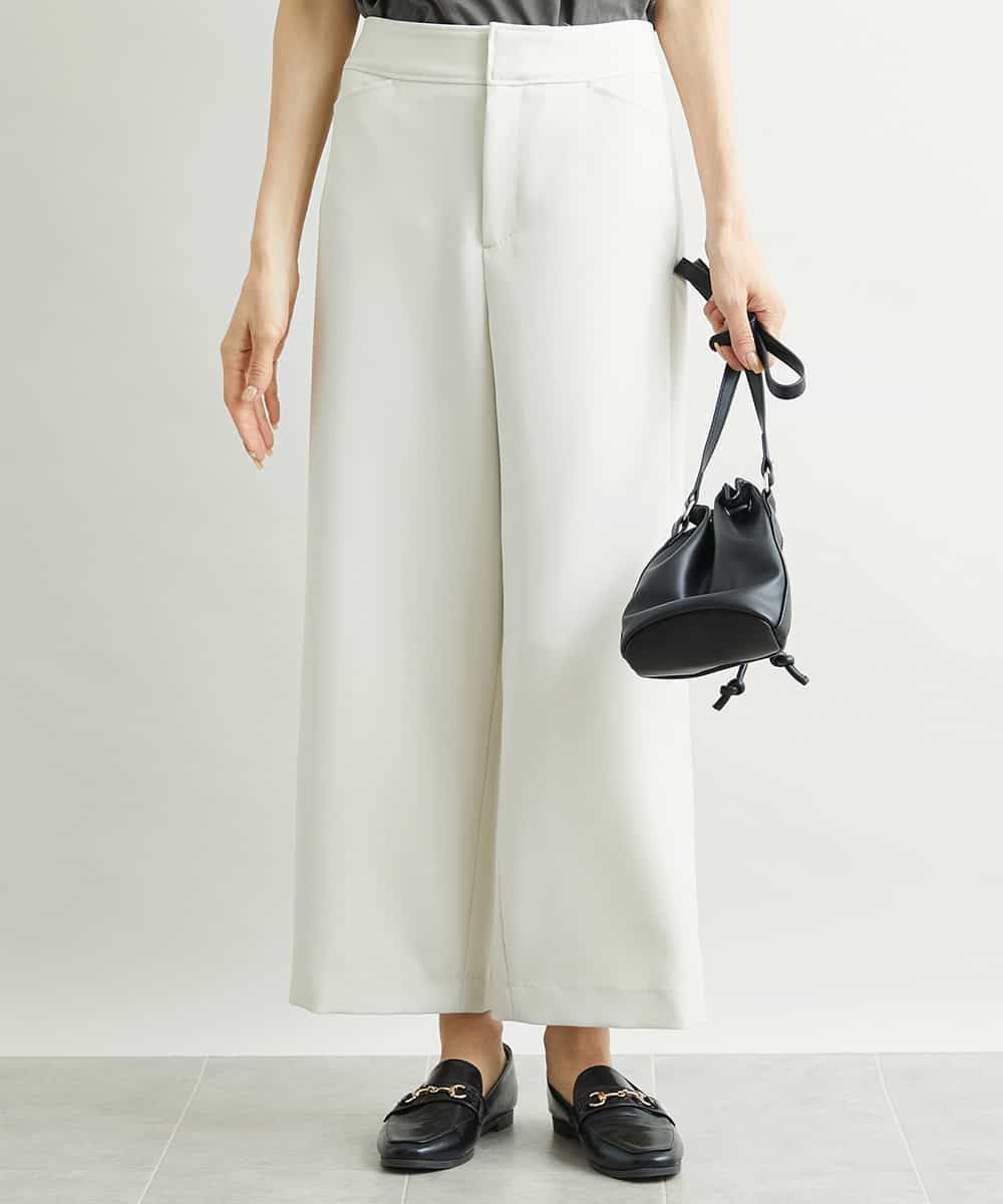 FMLAV10180 MICHEL KLEIN(ミッシェルクラン) [新色追加]ストレッチワイドパンツ(裏地なし/長め) ブラック(94)
