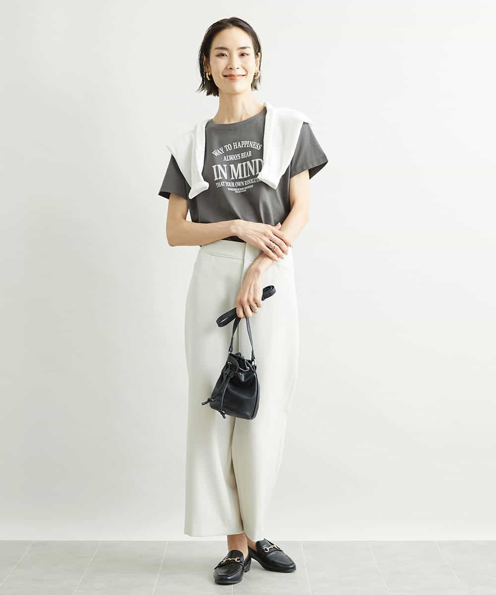 FMLAV10180 MICHEL KLEIN(ミッシェルクラン) [新色追加]ストレッチワイドパンツ(裏地なし/長め) ブラック(94)