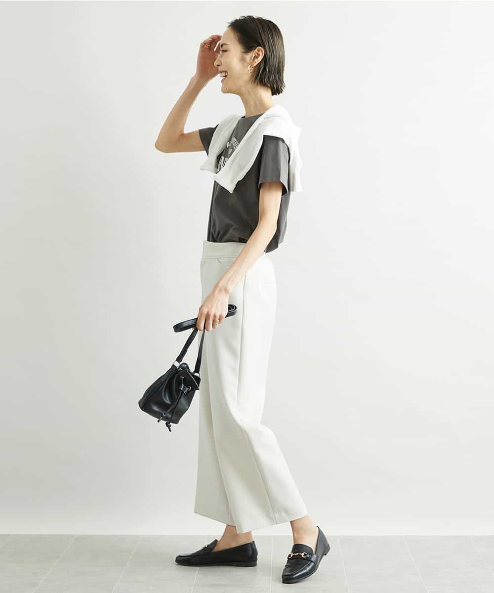 FMLAV10180 MICHEL KLEIN(ミッシェルクラン) [新色追加]ストレッチワイドパンツ(裏地なし/長め) ブラック(94)
