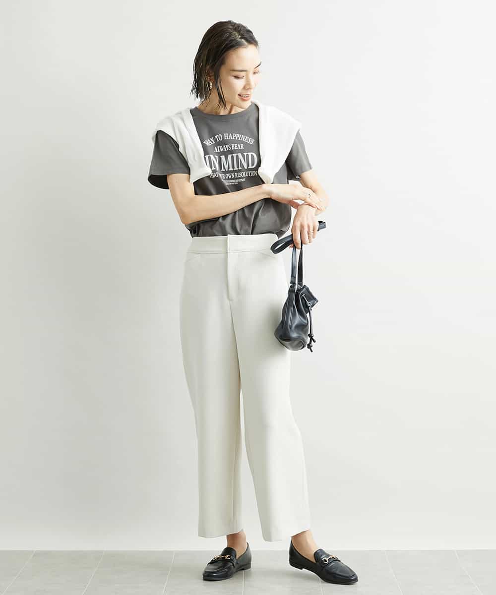 FMLAV10180 MICHEL KLEIN(ミッシェルクラン) [新色追加]ストレッチワイドパンツ(裏地なし/長め) ブラック(94)