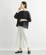 FMLAV10180 MICHEL KLEIN(ミッシェルクラン) [新色追加]ストレッチワイドパンツ(裏地なし/長め) ブラック(94)