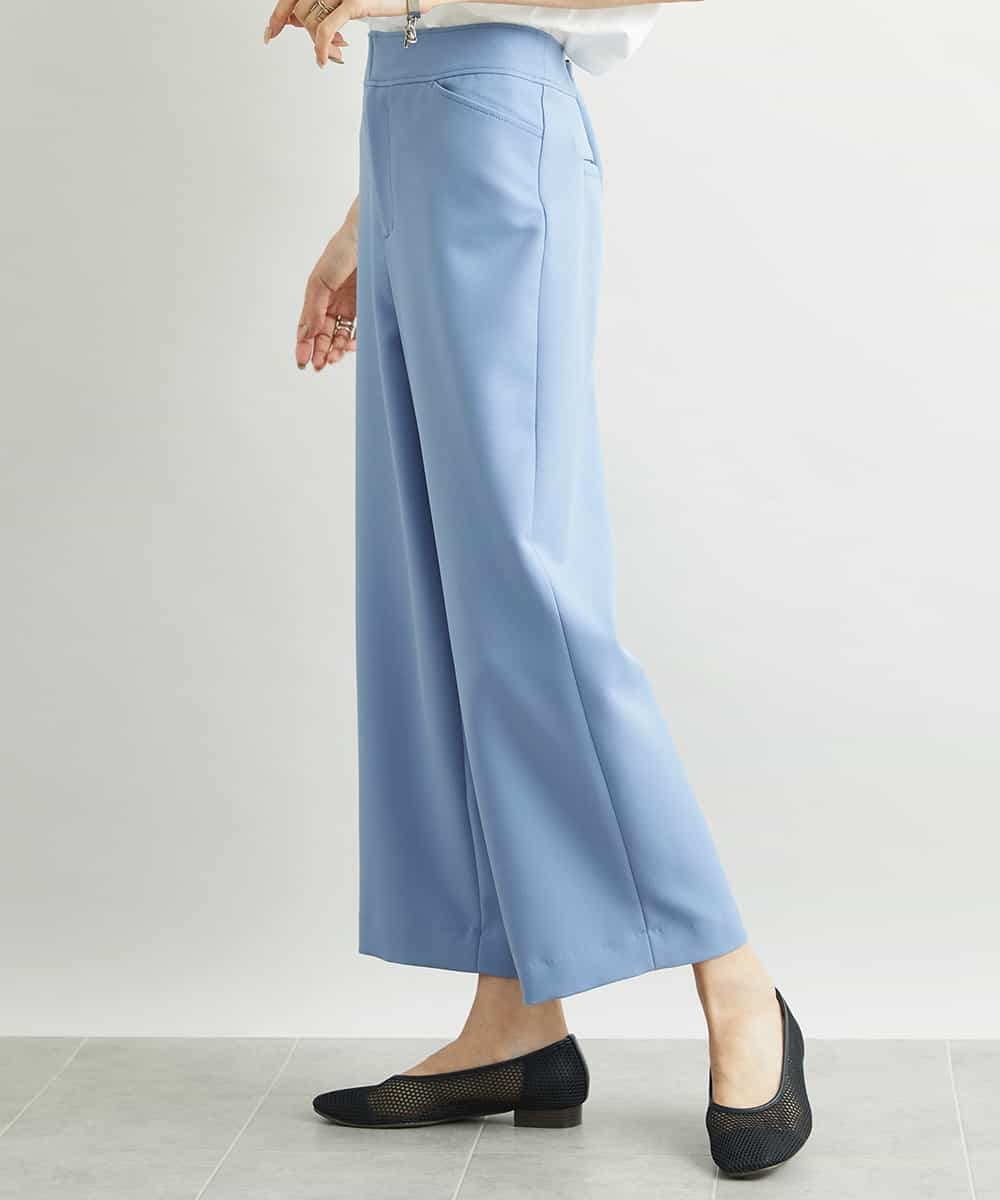FMLAV10180 MICHEL KLEIN(ミッシェルクラン) [新色追加]ストレッチワイドパンツ(裏地なし/長め) ブラック(94)