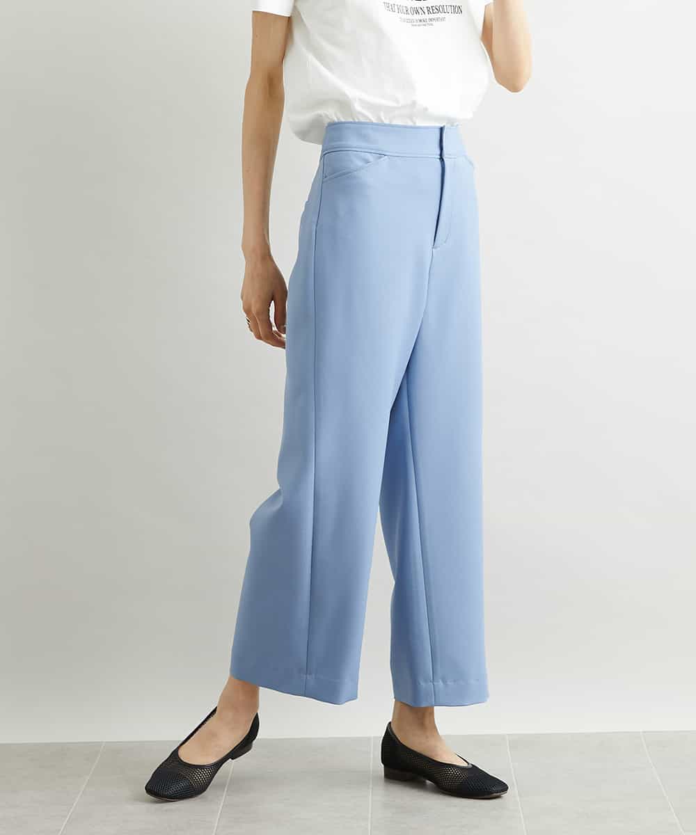 FMLAV10180 MICHEL KLEIN(ミッシェルクラン) [新色追加]ストレッチワイドパンツ(裏地なし/長め) ブラック(94)